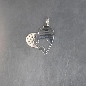 Dog cutout Heart sterling silver charm